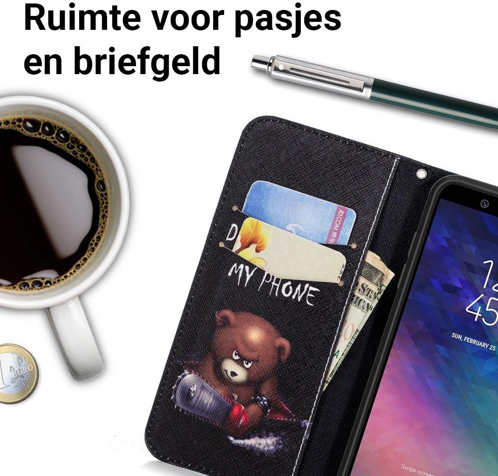 Samsung Galaxy A6 Portemonnee Hoesje met Teddy Print afbeelding 3