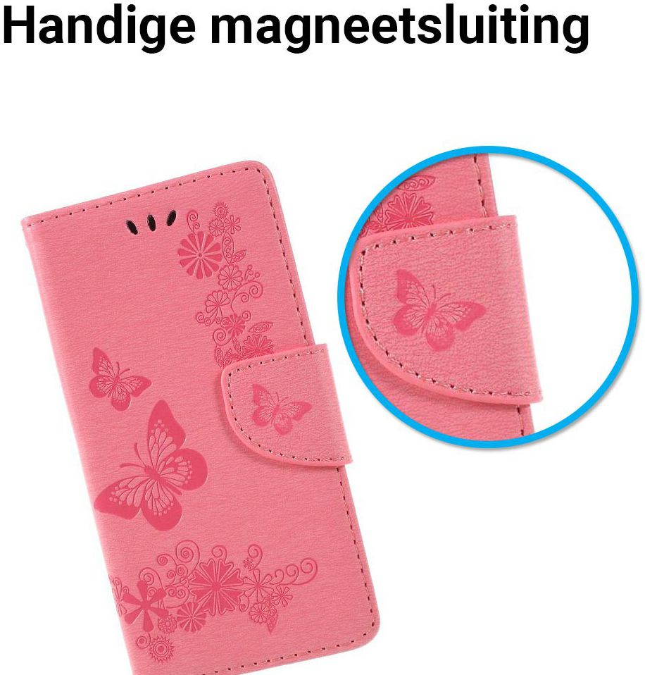 Samsung Galaxy A6 Vlinder Portemonnee Hoesje Roze afbeelding 4