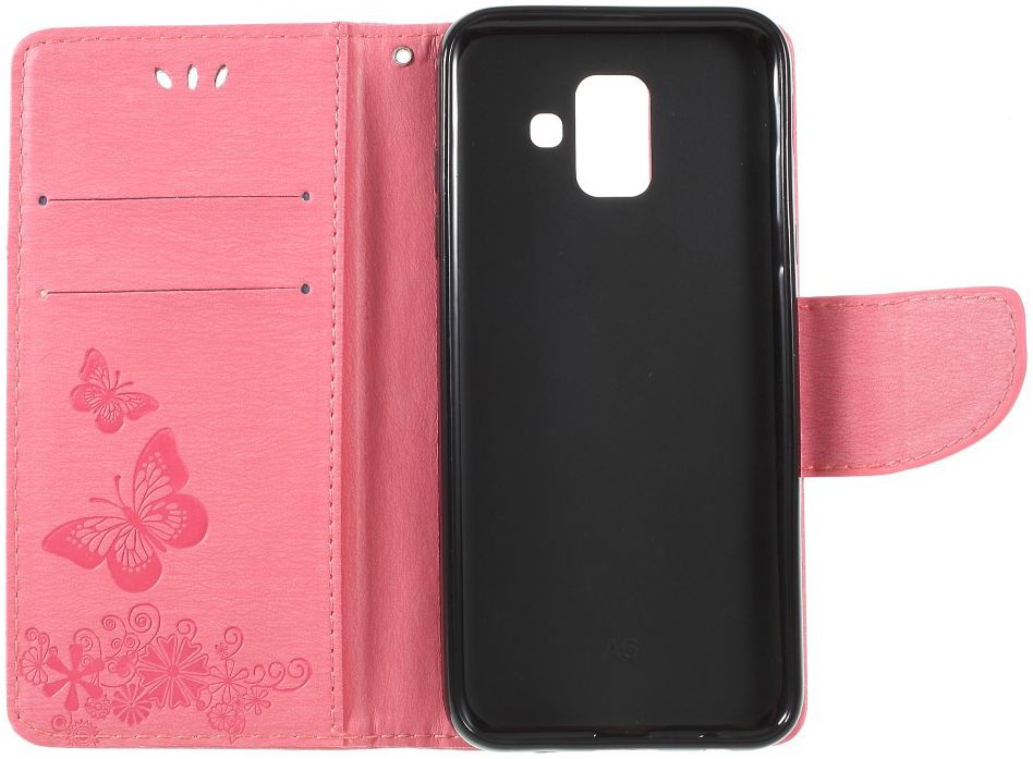 Samsung Galaxy A6 Vlinder Portemonnee Hoesje Roze afbeelding 7