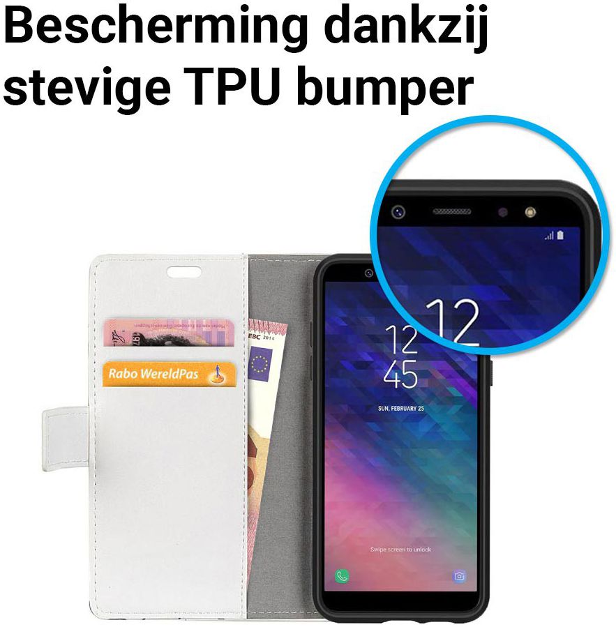 Samsung Galaxy A6 Portemonnee Hoesje met Bloem Print afbeelding 3