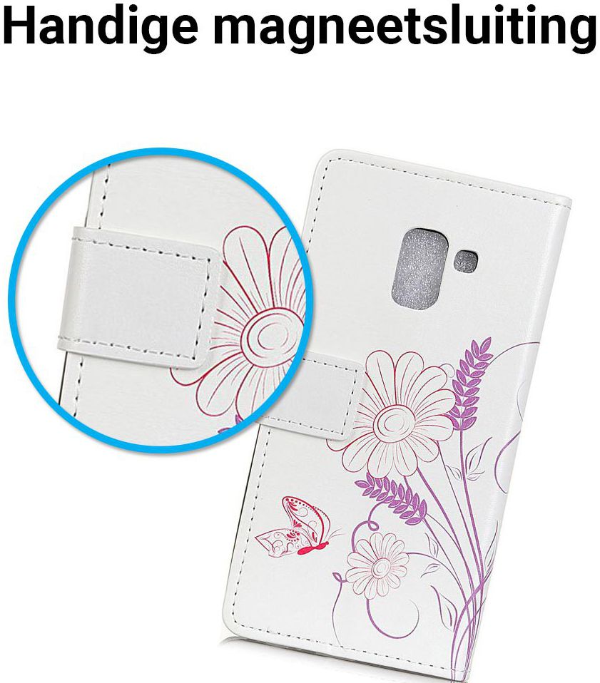 Samsung Galaxy A6 Portemonnee Hoesje met Bloem Print afbeelding 4