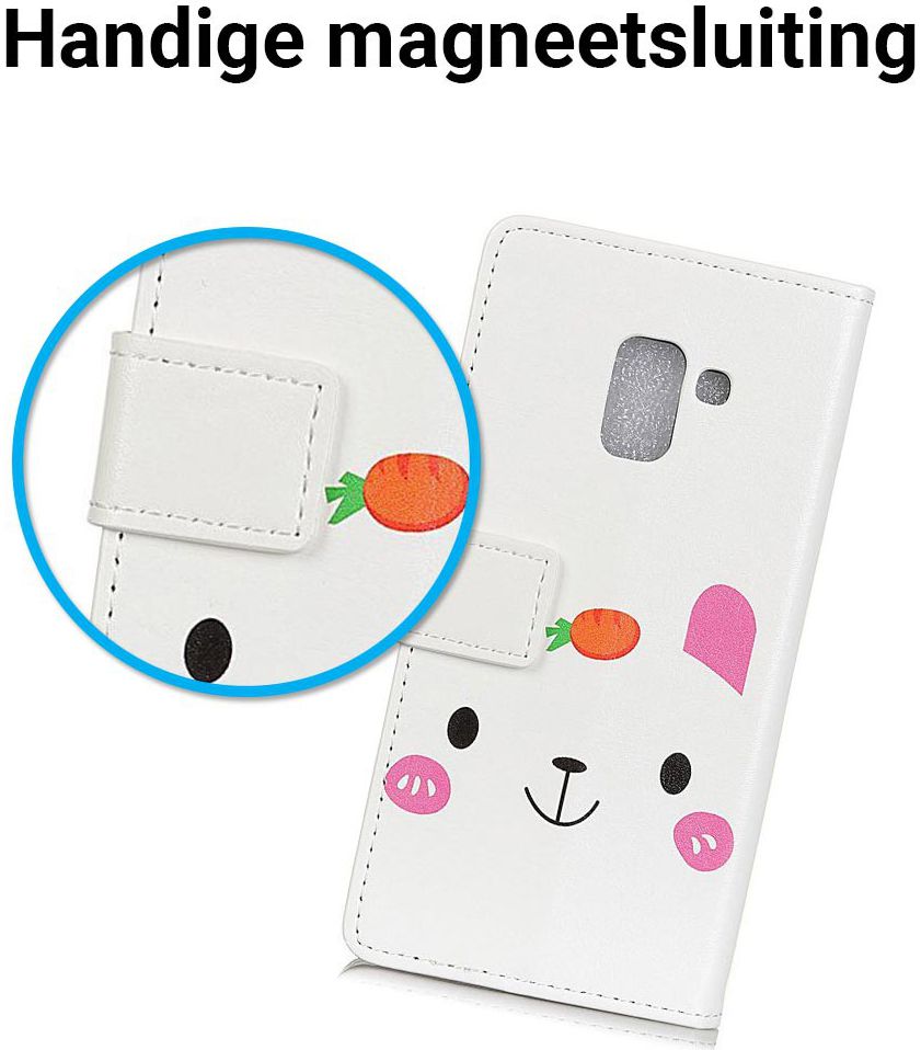 Samsung Galaxy A6 Portemonnee Hoesje met Konijn Print afbeelding 4