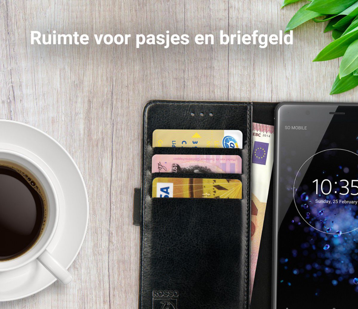 Rosso Element Sony Xperia XZ2 Premium Hoesje Book Cover Zwart afbeelding 9