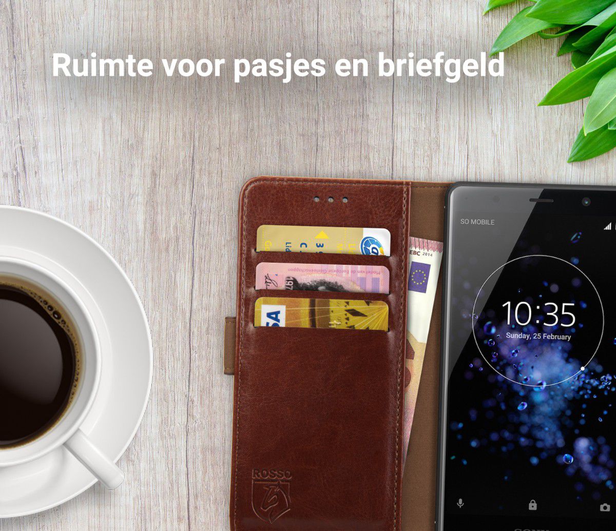 Rosso Element Sony Xperia XZ2 Premium Hoesje Book Cover Bruin afbeelding 9