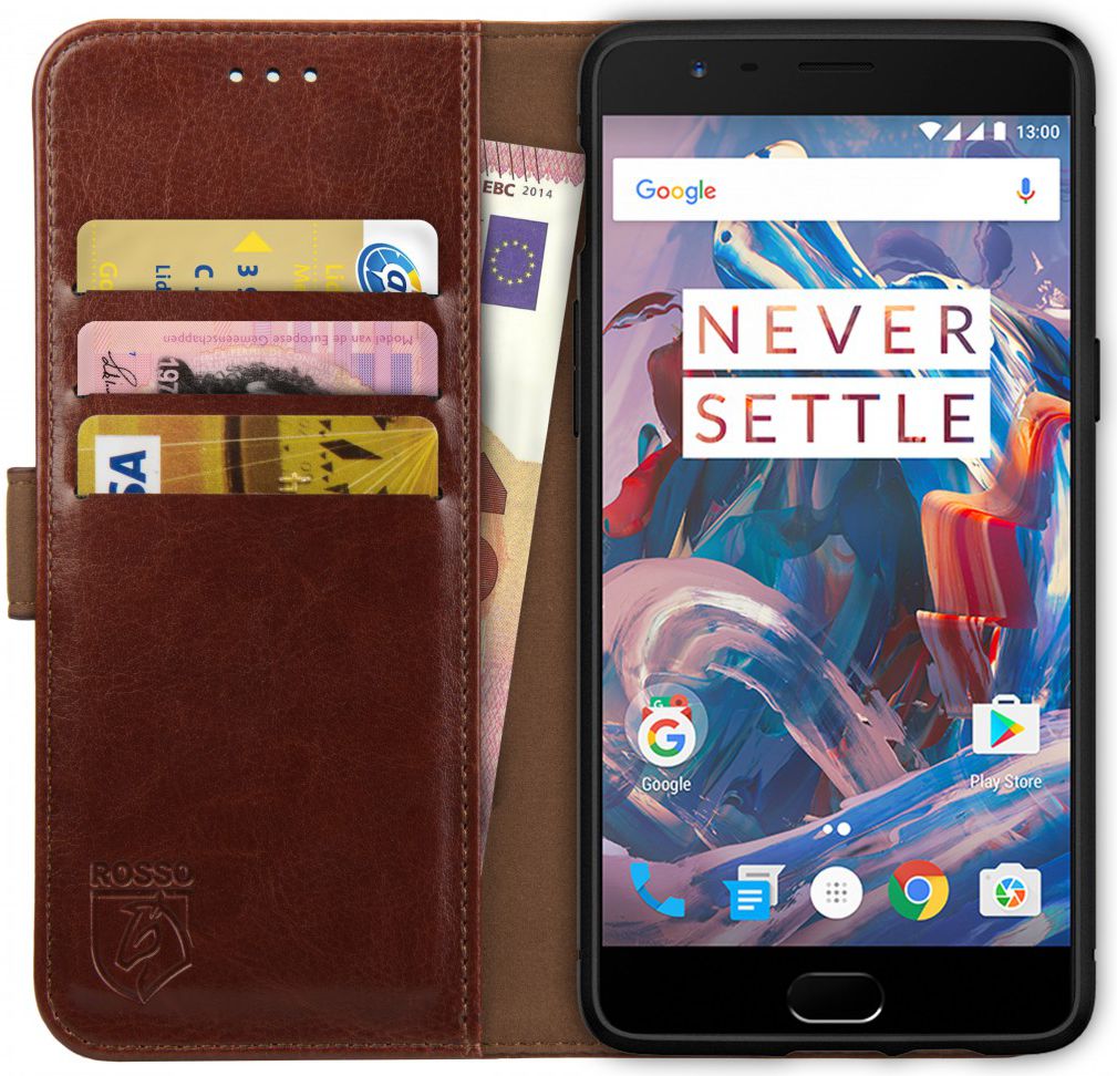 Rosso Element OnePlus 3T / 3 Hoesje Book Cover Bruin afbeelding 1