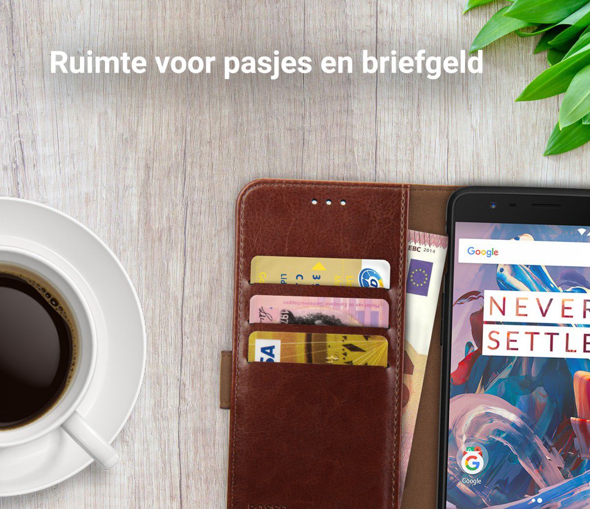 Rosso Element OnePlus 3T / 3 Hoesje Book Cover Bruin afbeelding 8
