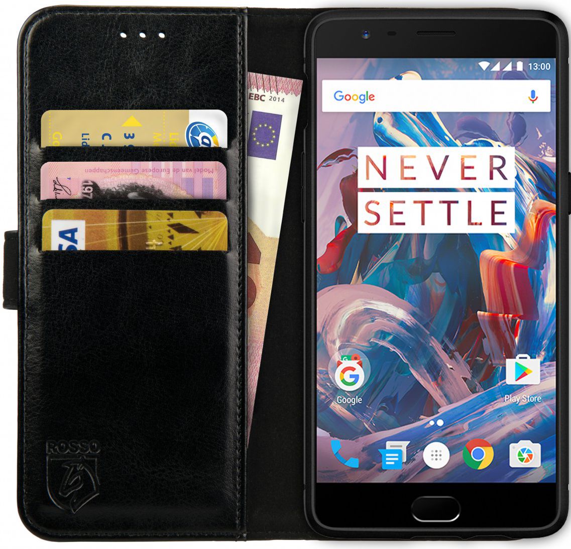 Rosso Element OnePlus 3T / 3 Hoesje Book Cover Zwart afbeelding 1