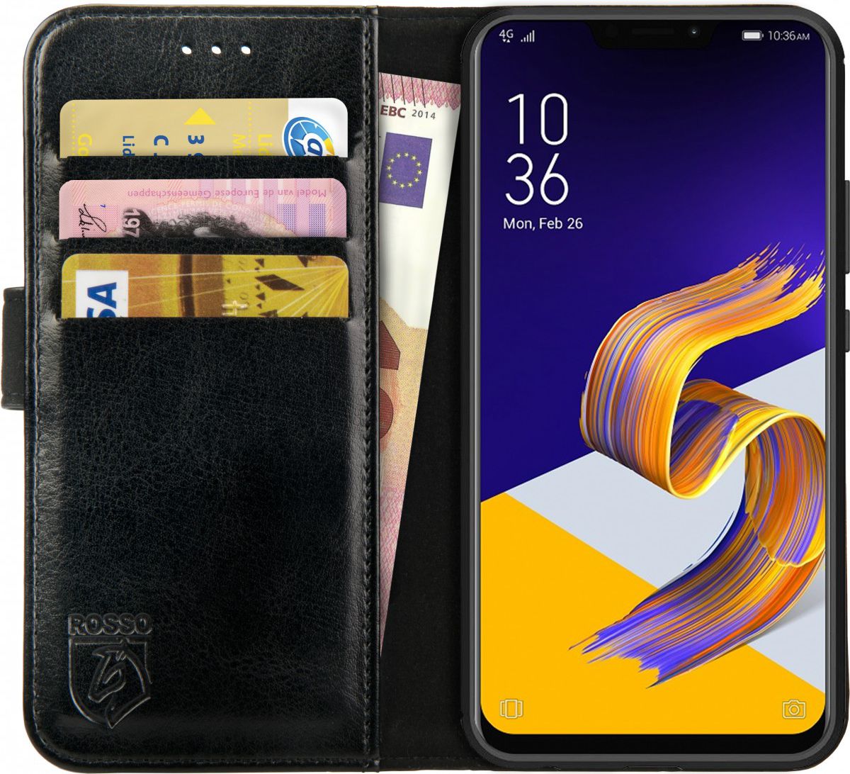 Rosso Element Asus ZenFone 5Z / 5 Hoesje Book Cover Zwart afbeelding 1