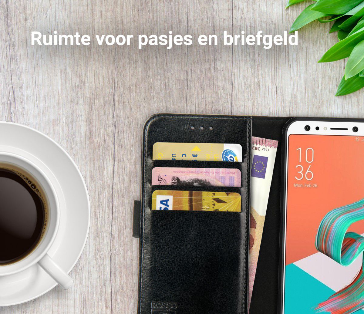 Rosso Element Asus ZenFone 5 Lite Hoesje Book Cover Zwart afbeelding 5