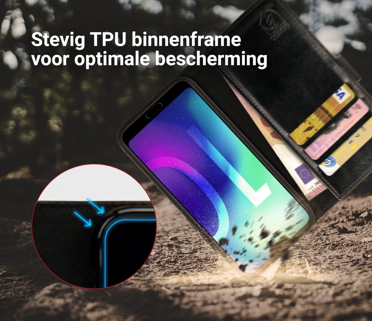 Rosso Element Honor 10 Hoesje Book Cover Zwart afbeelding 6