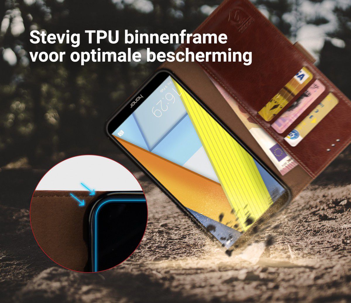Rosso Element Honor 7A Hoesje Book Cover Bruin afbeelding 6