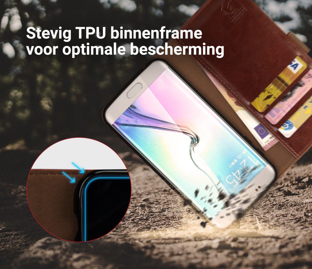 Rosso Element Samsung Galaxy S6 Edge Hoesje Book Cover Bruin afbeelding 6