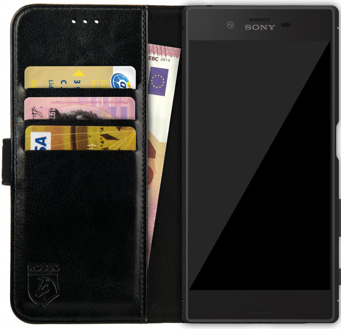 Rosso Element Sony Xperia XZ Hoesje Book Cover Zwart afbeelding 1