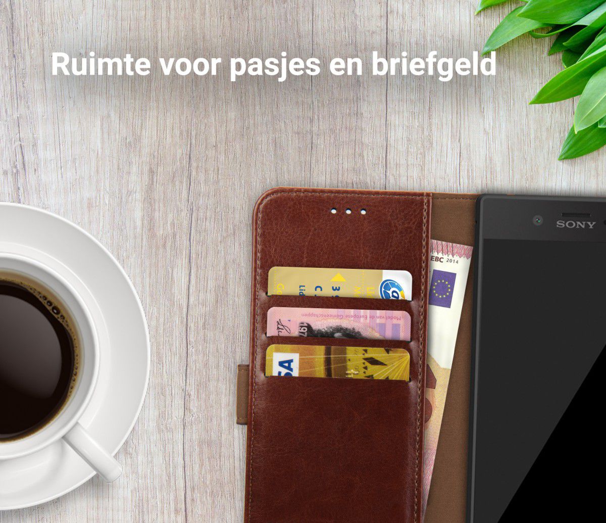 Rosso Element Sony Xperia XZ Hoesje Book Cover Bruin afbeelding 9