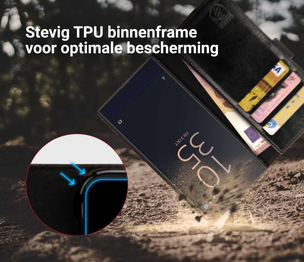 Rosso Element Sony Xperia XZ Premium Hoesje Book Cover Zwart afbeelding 5