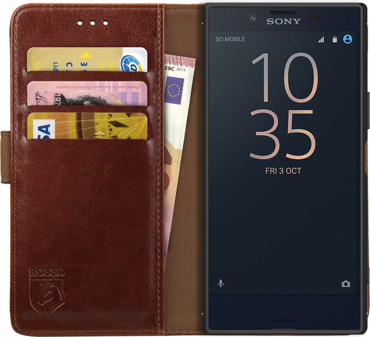 Rosso Element Sony Xperia XZ Premium Hoesje Book Cover Bruin afbeelding 1