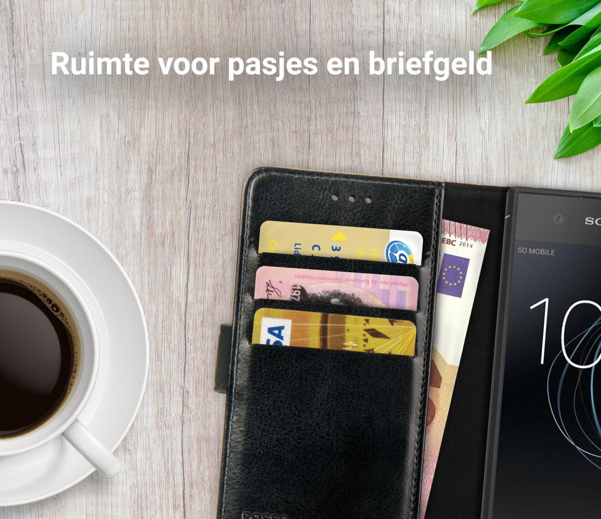 Rosso Element Sony Xperia XA1 Hoesje Book Cover Zwart afbeelding 9