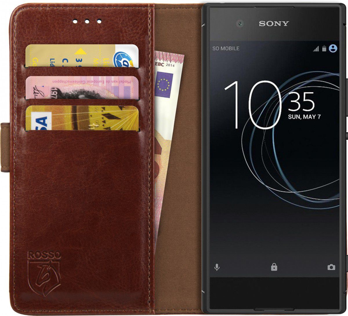 Rosso Element Sony Xperia XA1 Hoesje Book Cover Bruin afbeelding 1