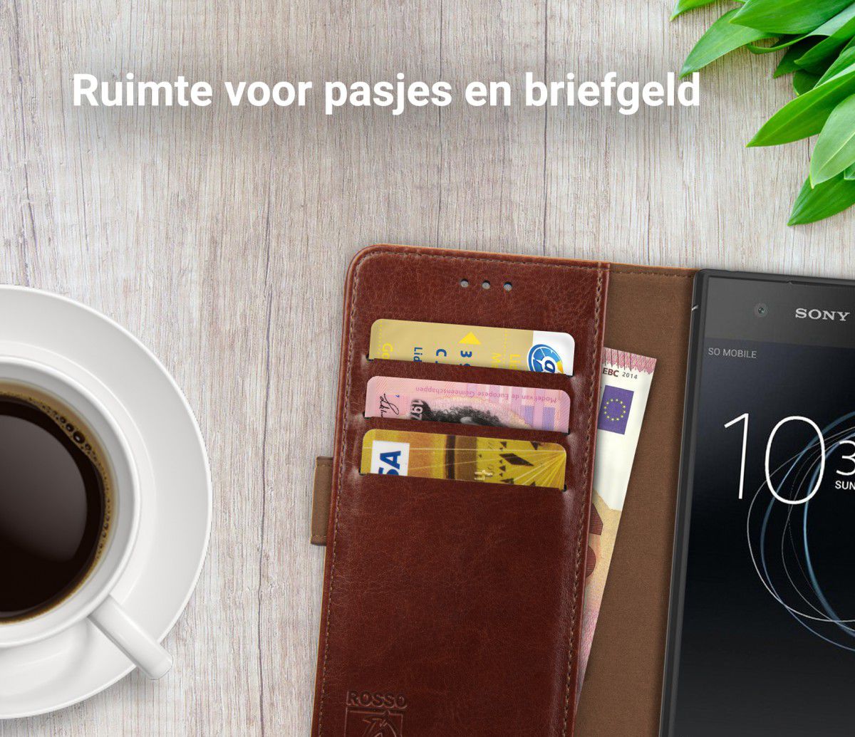 Rosso Element Sony Xperia XA1 Hoesje Book Cover Bruin afbeelding 8