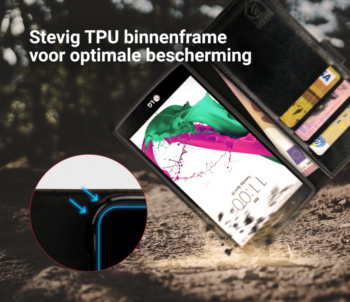 Rosso Element LG G4 Hoesje Book Cover Zwart afbeelding 5