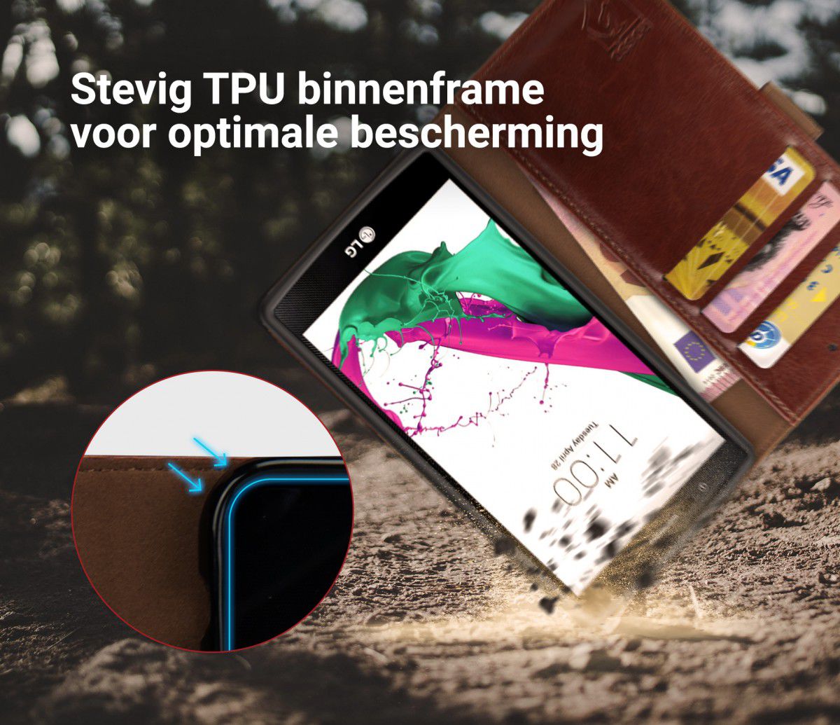 Rosso Element LG G4 Hoesje Book Cover Bruin afbeelding 6