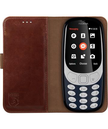 Rosso Element Nokia 3310 (2017) Hoesje Book Cover Bruin Hoesjes