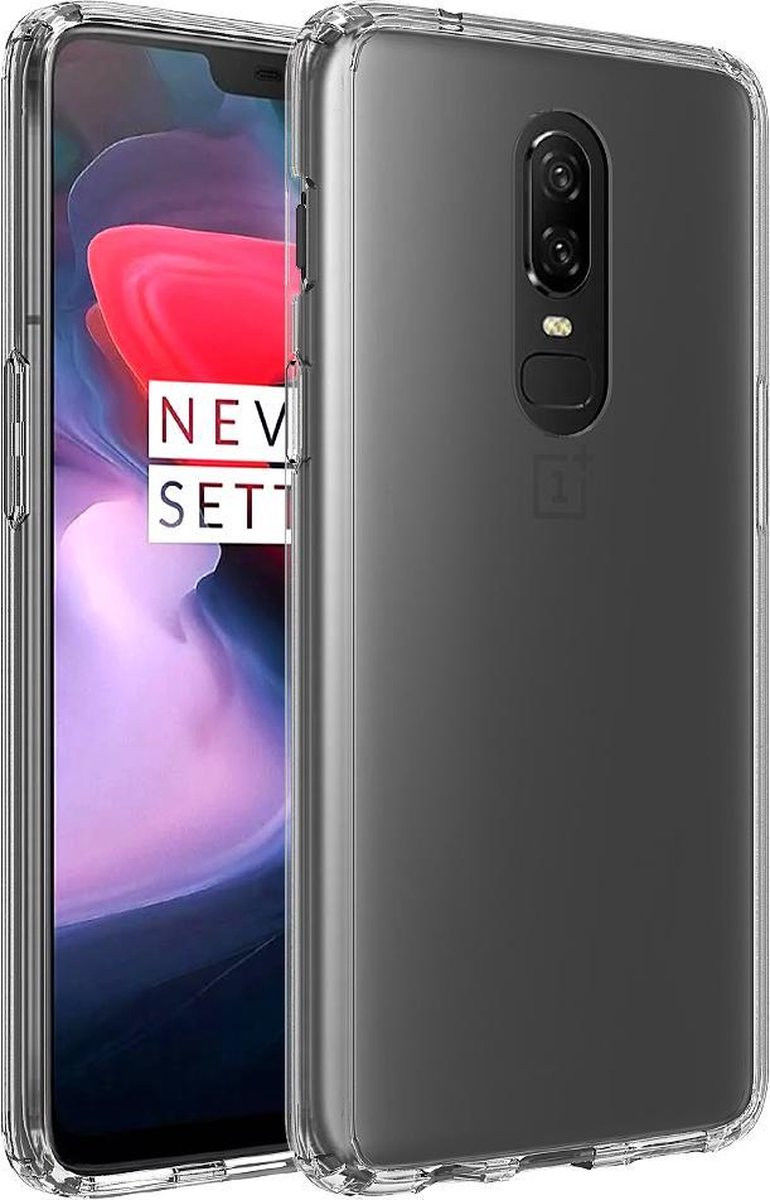 OnePlus 6 Hybrid Armor TPU Hoesje Back Cover Transparant afbeelding 1