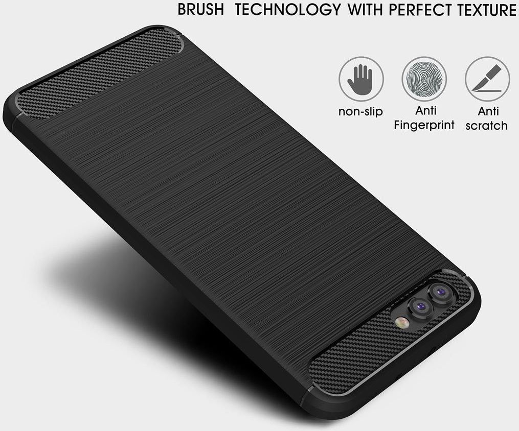 Honor 10 Geborsteld TPU Hoesje Zwart afbeelding 5