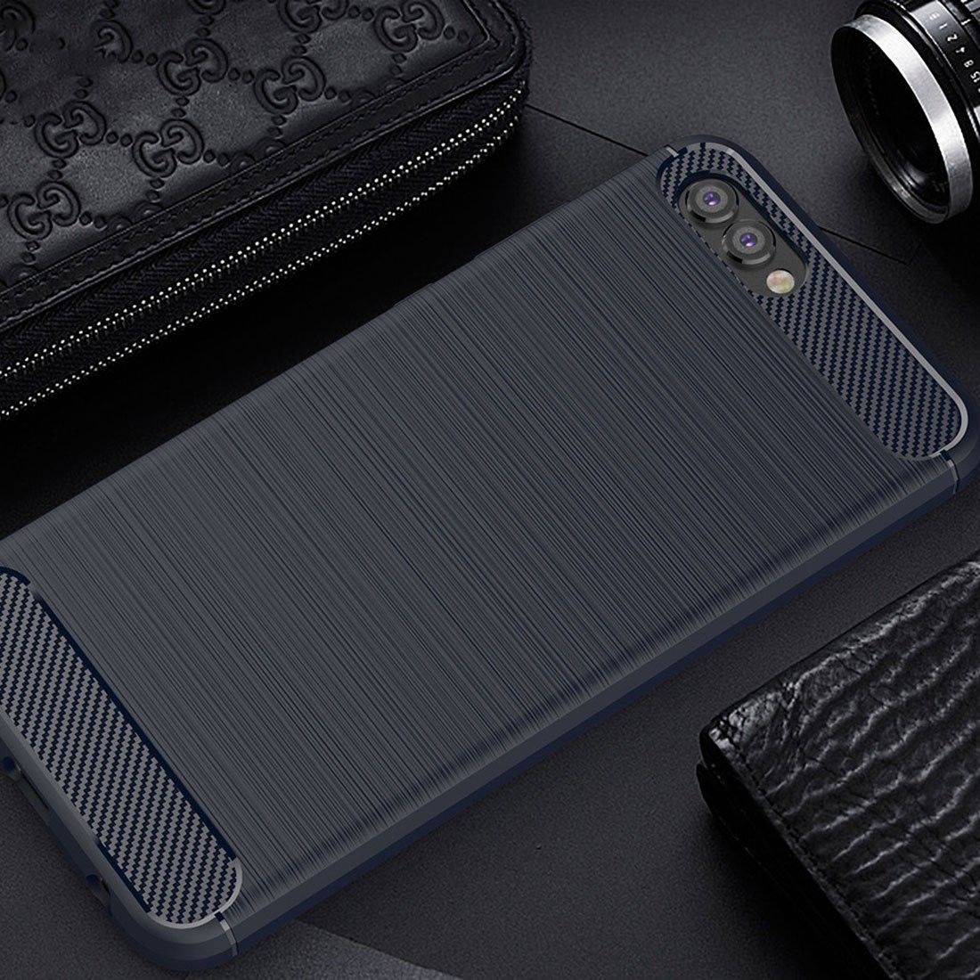 Honor 10 Geborsteld TPU Hoesje Zwart afbeelding 9