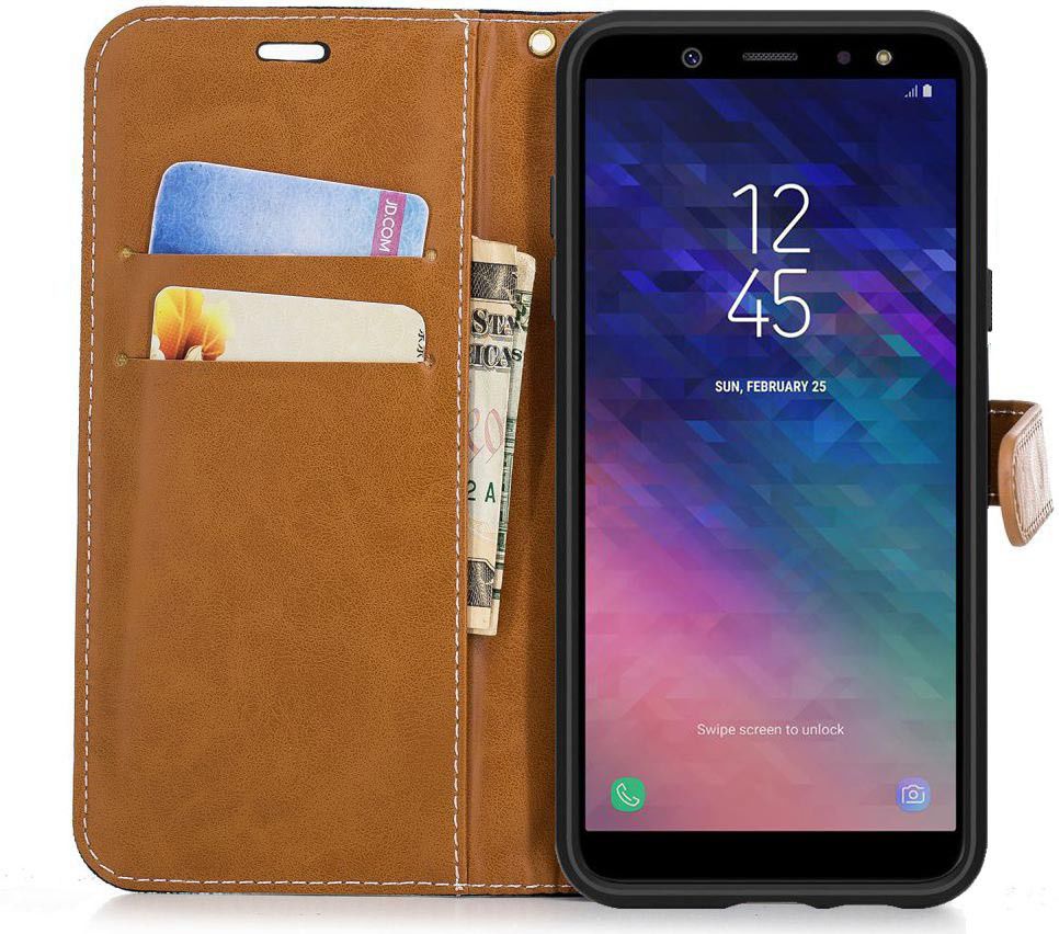 Samsung Galaxy A6 Portemonnee Hoesje Zwart afbeelding 2