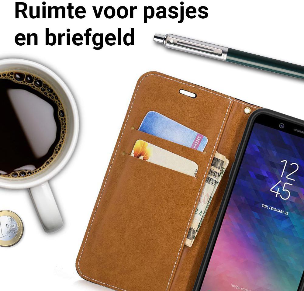 Samsung Galaxy A6 Portemonnee Hoesje Zwart afbeelding 6
