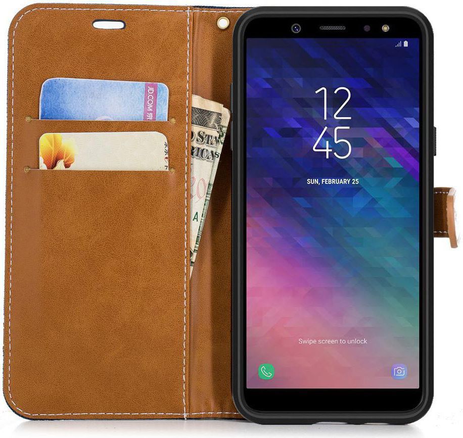 Samsung Galaxy A6 Portemonnee Hoesje Grijs afbeelding 2