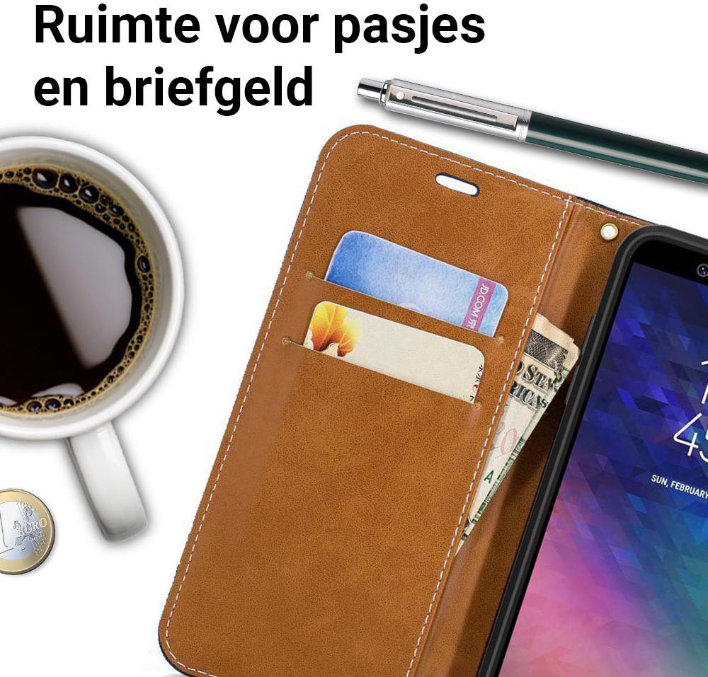 Samsung Galaxy A6 Portemonnee Hoesje Grijs afbeelding 3