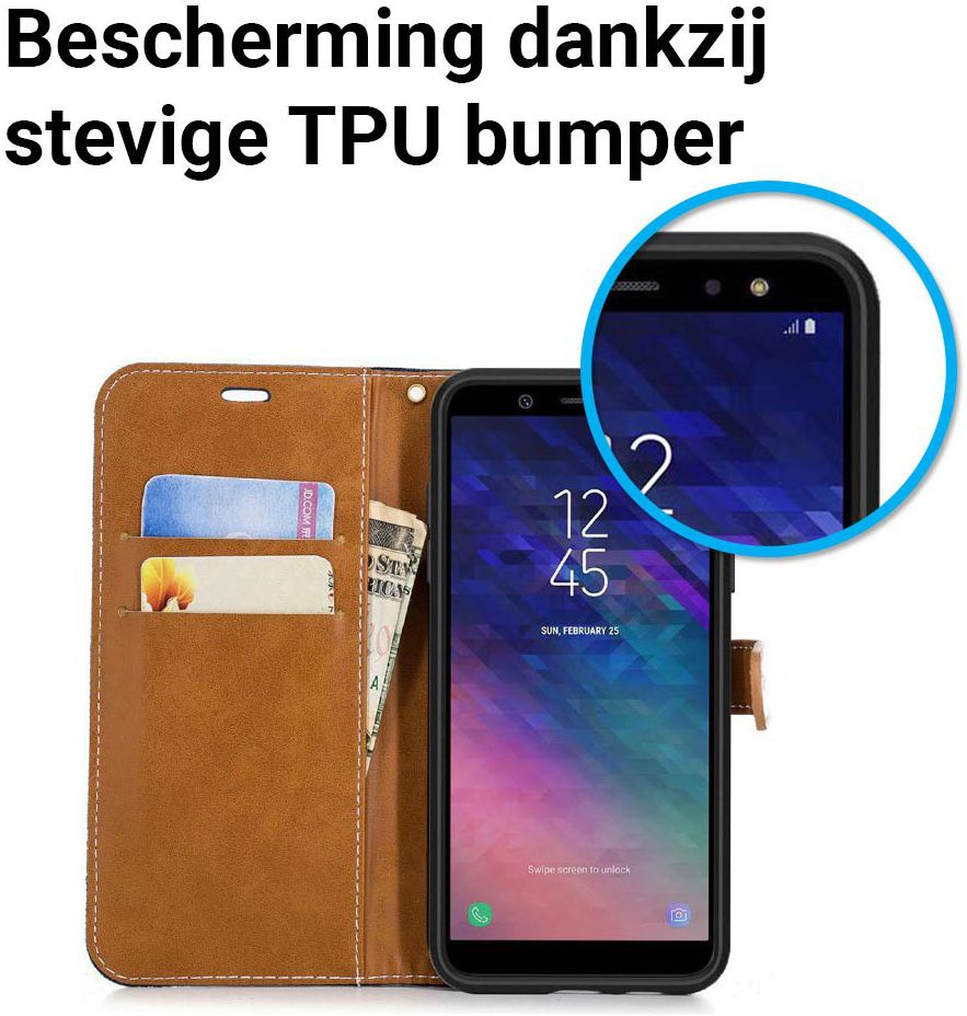 Samsung Galaxy A6 Portemonnee Hoesje Grijs afbeelding 5
