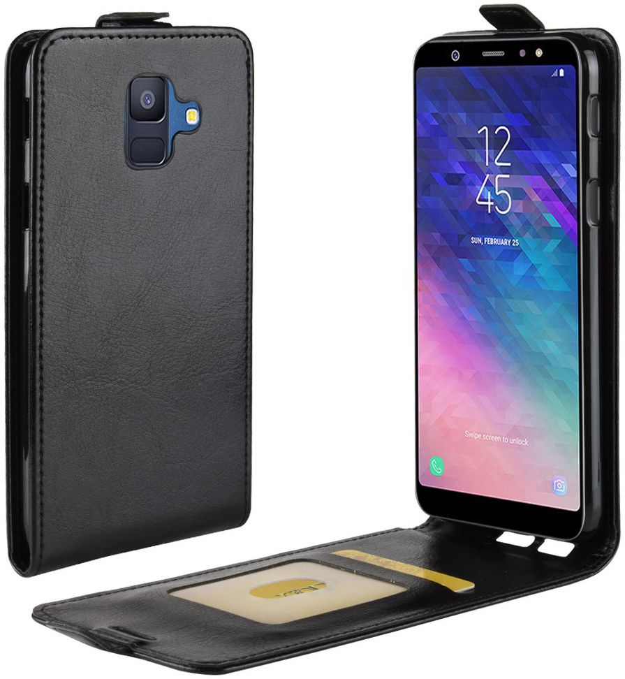 Samsung Galaxy A6 Verticaal Flip Hoesje Zwart afbeelding 3