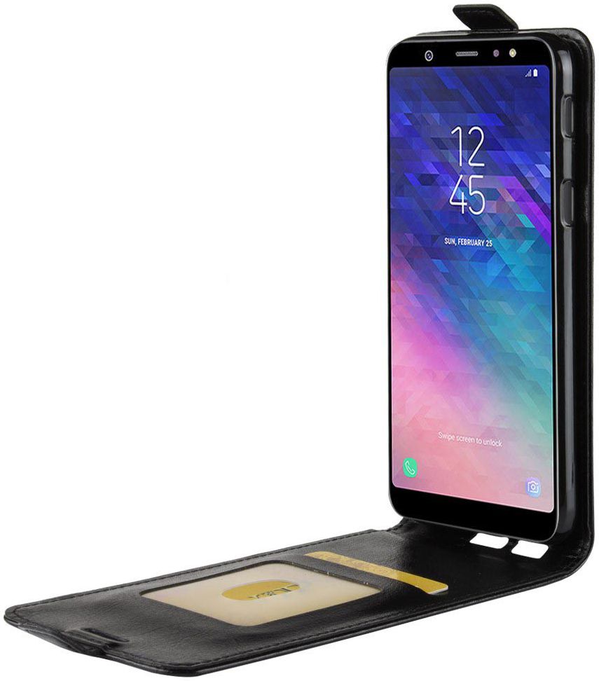 Samsung Galaxy A6 Verticaal Flip Hoesje Zwart afbeelding 2