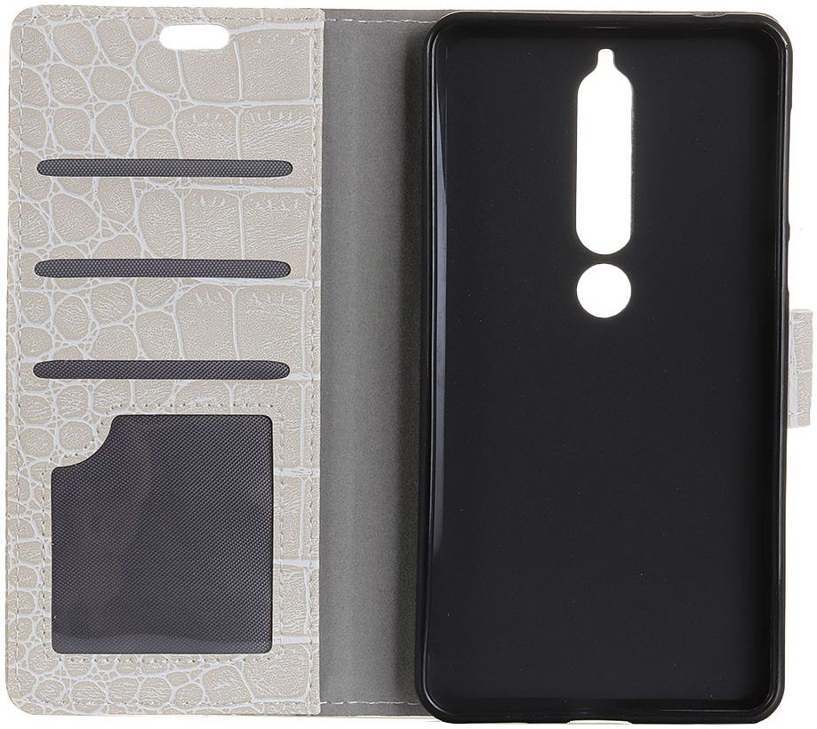 Nokia 6 (2018) Krokodil Portemonnee Hoesje Wit afbeelding 2