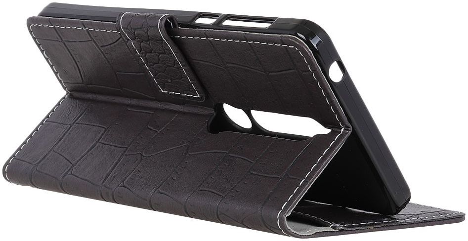 Nokia 6 (2018) Krokodil Portemonnee Hoesje Zwart afbeelding 2