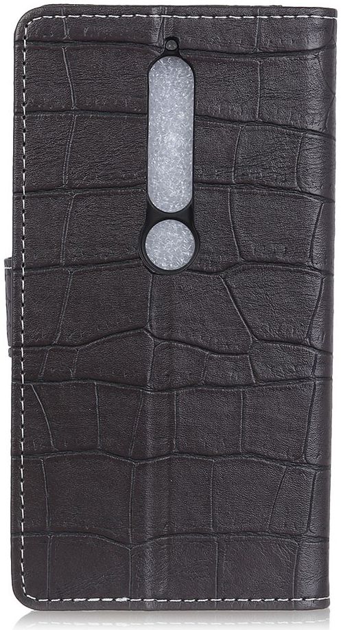 Nokia 6 (2018) Krokodil Portemonnee Hoesje Zwart afbeelding 3