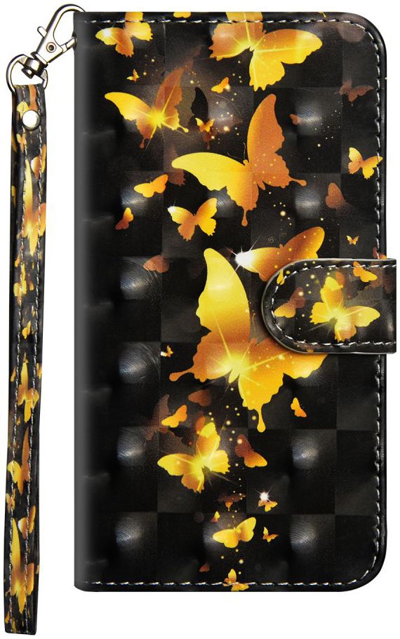 Nokia 6 (2018) Lederen Portemonnee Hoesje met Print Vlinders afbeelding 1