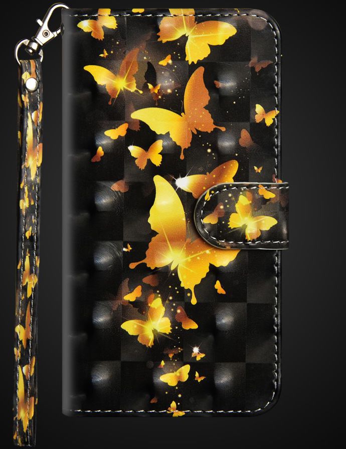 Nokia 6 (2018) Lederen Portemonnee Hoesje met Print Vlinders afbeelding 3