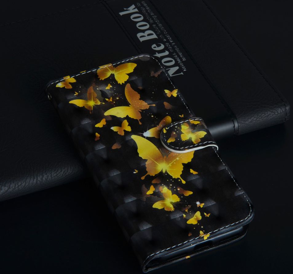 Nokia 6 (2018) Lederen Portemonnee Hoesje met Print Vlinders afbeelding 4