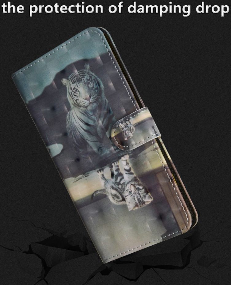 Nokia 6.1 Lederen Portemonnee Hoesje met Print Kat afbeelding 7
