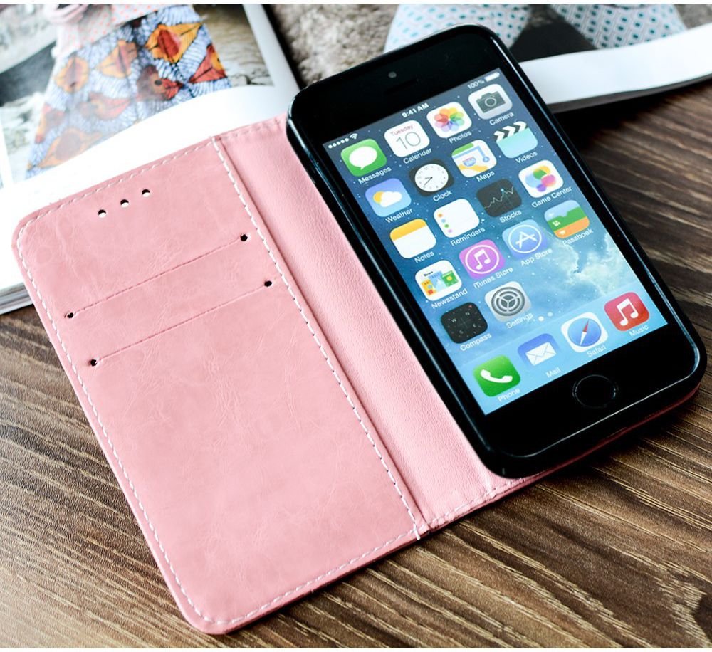 Apple iPhone 5(S) / SE Luxe Portemonnee Hoesje Roze afbeelding 2