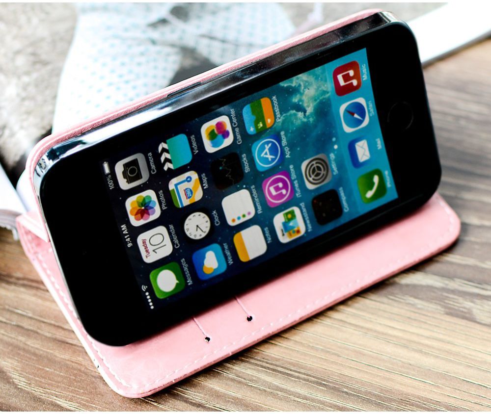 Apple iPhone 5(S) / SE Luxe Portemonnee Hoesje Roze afbeelding 3