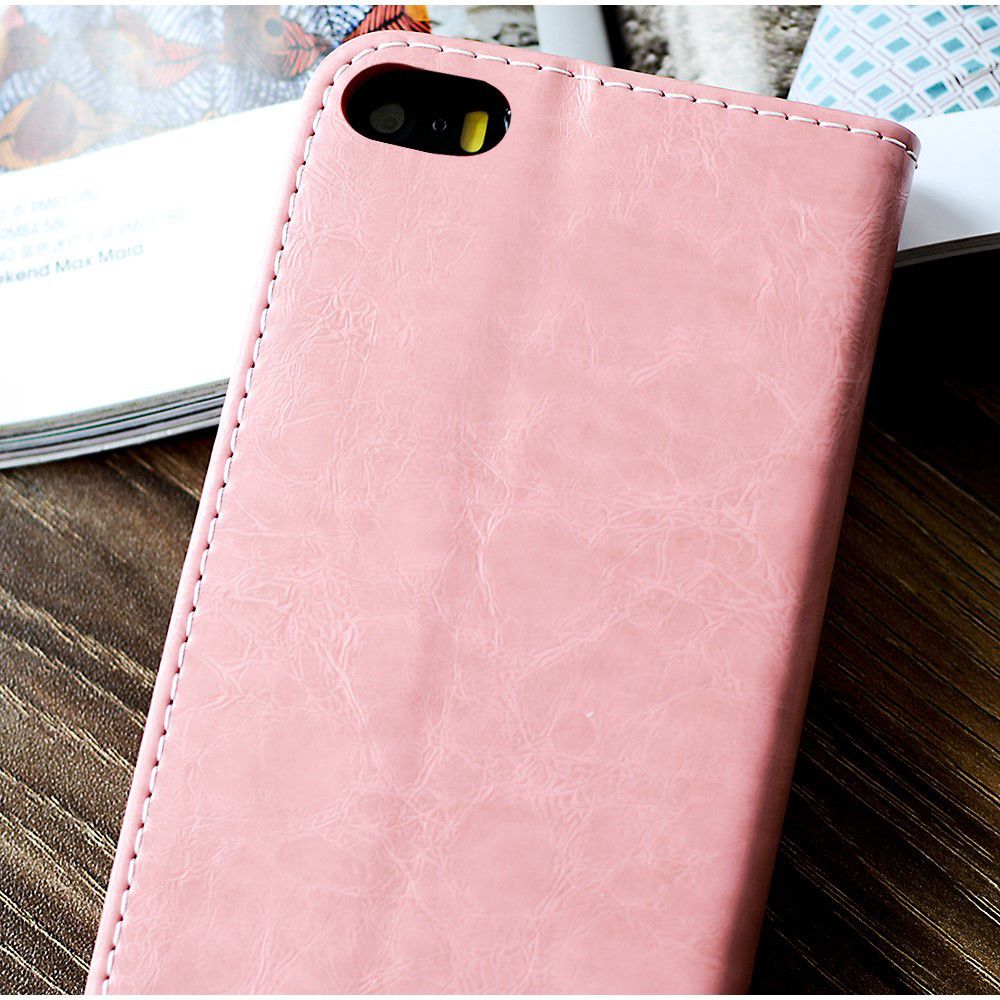 Apple iPhone 5(S) / SE Luxe Portemonnee Hoesje Roze afbeelding 6