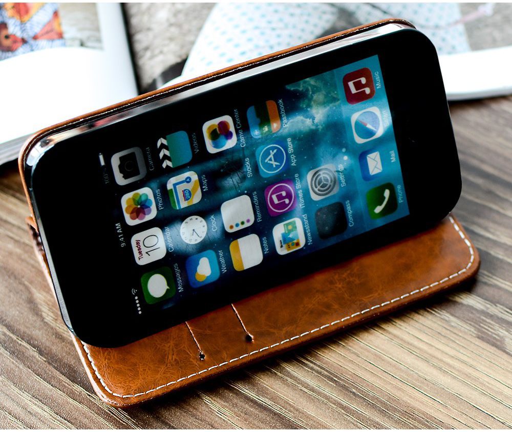 Apple iPhone 5(S) / SE Luxe Portemonnee Hoesje Bruin afbeelding 4