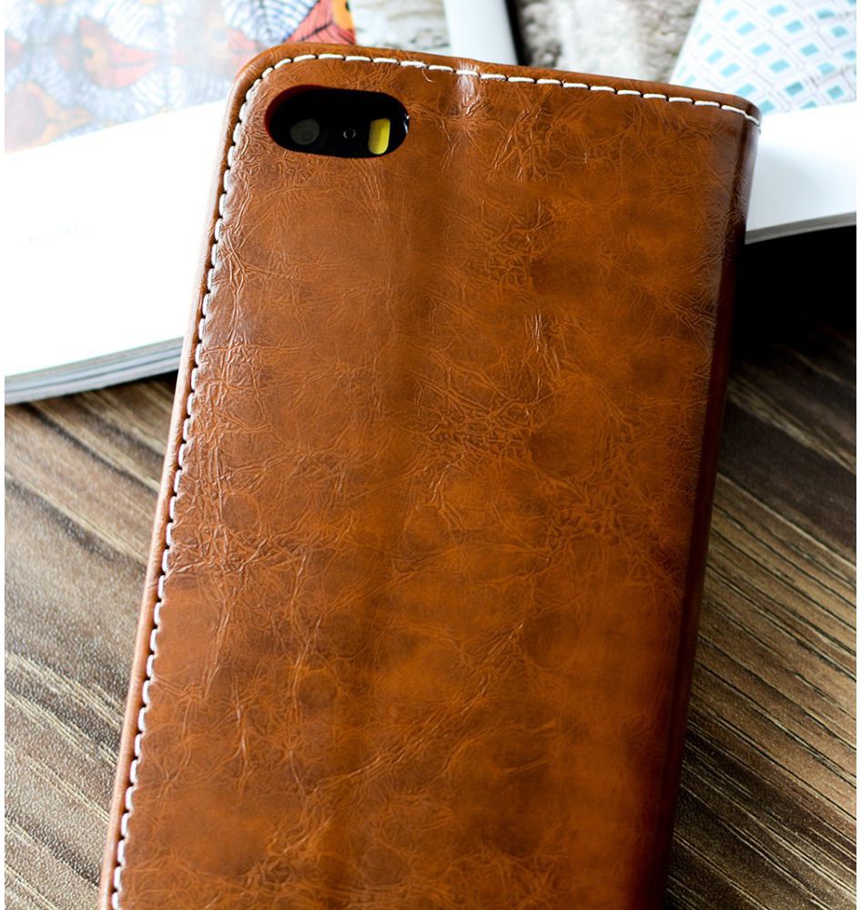 Apple iPhone 5(S) / SE Luxe Portemonnee Hoesje Bruin afbeelding 5