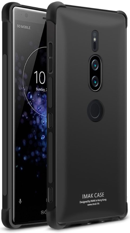 IMAK Sony Xperia XZ2 Premium Hoesje met Screenprotector Metaal Zwart afbeelding 2