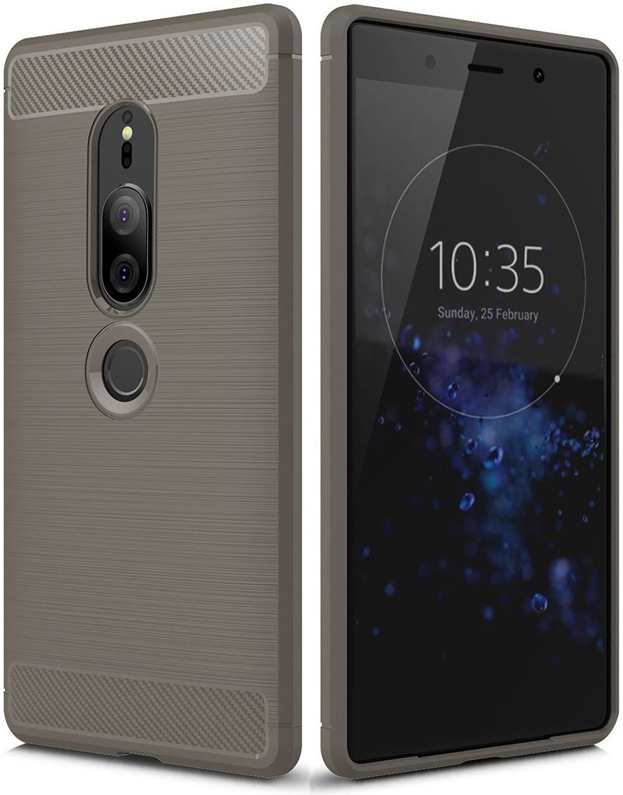 Sony Xperia XZ2 Premium Geborsteld TPU Hoesje Grijs afbeelding 1